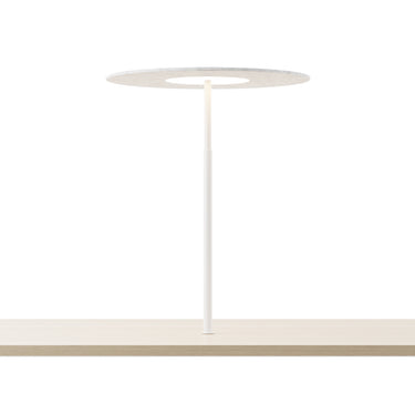 Yurei Co-Working Desk Lamp – Matte White, Through-Table Mount, Acoustic Shade – Light Marble
