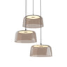 Koncept Yurei Circular 3 Pendant Light Matte Black 14" Acrylic Shade Tea Brown