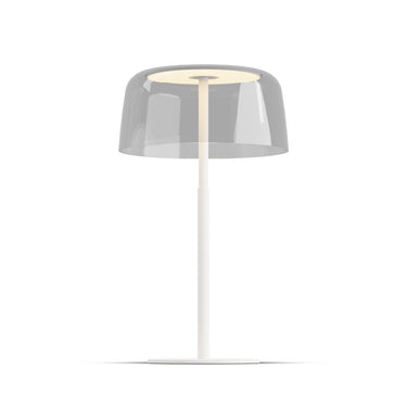 Yurei Table Lamp – Matte White, 14" Transparent Polymer Shade – Clear