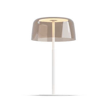 Yurei Table Lamp – Matte White, 14" Transparent Polymer Shade – Tea