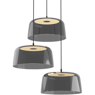 Contemporary LED pendant ceiling light with blue translucent plexiglass shades