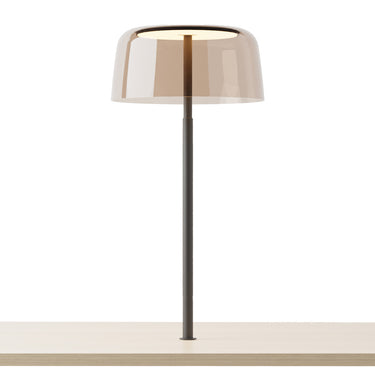 Matte black Yurei desk lamp with acoustic felt panel shade and integrated LED module for office lighting