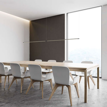 Slim modular LED bar pendant light for dining room or studio