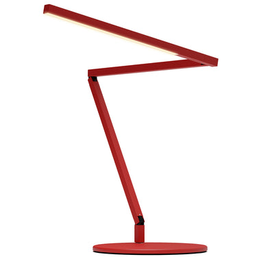 Slim Z-Bar Mini Gen 4 task lamp with energy-efficient LED lighting and built-in USB charger in matte red finish.