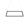 Sleek 56-inch rectangular LED pendant over a white kitchen island, providing bright 5350 lumen task lighting.