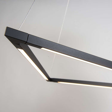 Z-Bar Triangle matte black finish LED pendant, 90 CRI, 1200 lumens, contemporary lighting for a home office.