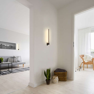 Stylish minimalist matte black wall light Z-Bar by Koncept for bedroom and living room interiors.