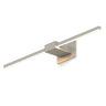 Brushed nickel continuous dimming LED light bar for bedroom.