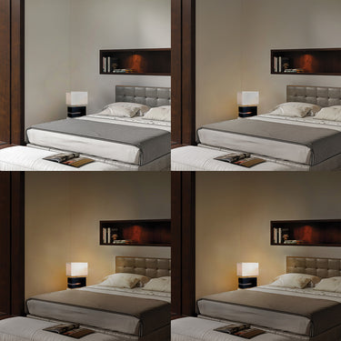 Nova of California Zen Reclining Table Lamp Gilded Ebony Wood Weathered Brass White Linen Shade