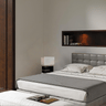 Nova of California Zen Reclining Table Lamp Gilded Ebony Wood Weathered Brass White Linen Shade