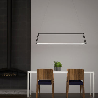 Koncept Z-Bar Pendant Rise Large Rectangle Soft Warm Matte Black 56" x 14" x 12"