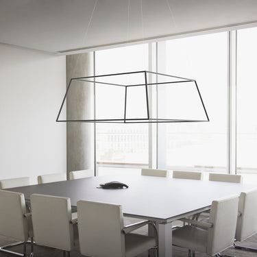 Koncept Z-Bar Pendant Rise Medium Square Soft Warm Matte Black 26" x 26" x 22"