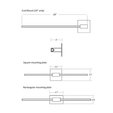 Koncept Z-Bar Wall Sconce Soft Warm Matte White 24" End Mount