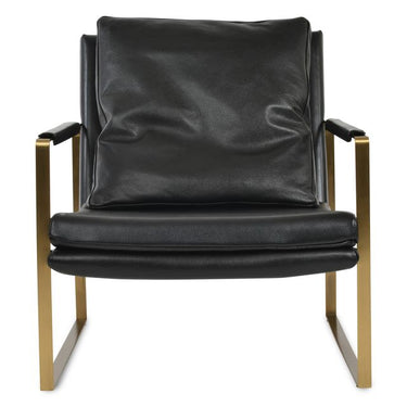 Modern black leather armchair with gold stainless steel base Zara by Soho Concept