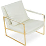 Zara leather armchair with gold metal frame in white Italian PPM upholstery