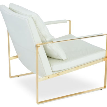 Modern white leather armchair with gold stainless steel base Zara by Soho Concept