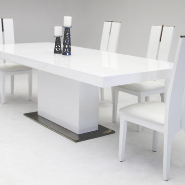 White Extendable Dining Table with Modern Chairs - Create a Chic Dining Space