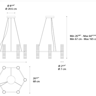 Architectural suspension lighting with clear glass and steel structure