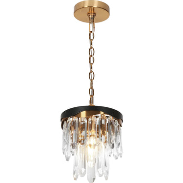 Zephyrine Glam Black & Gold Crystal Pendant Light - 8.5"