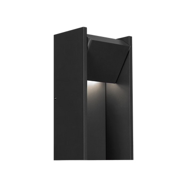 Matte black Zuri outdoor light fixture mounted beside a front door for modern outdoor illumination