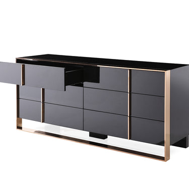 Nova Domus Cartier Black & Rosegold Bedroom Set