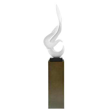 Finesse Decor Flame 65" Tall Floor Sculpture White With Gray Stand
