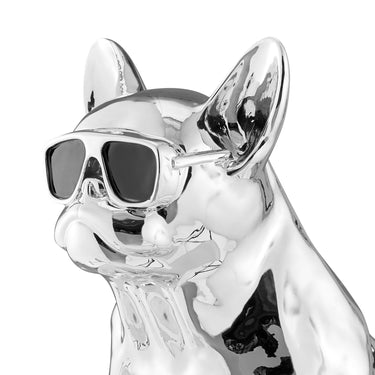 Finesse Decor French Bulldog Sitting Sculpture Chrome & Black
