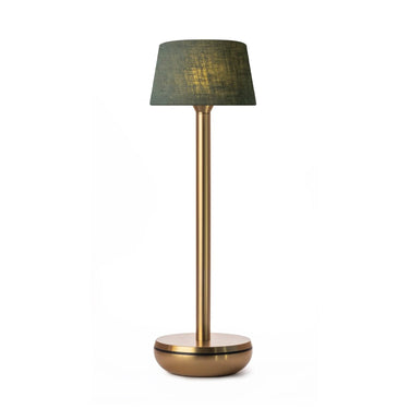 Humble Air Rechargeable Lamp – Gold with Emerald Linen Shade