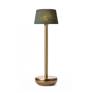 Humble Air V2 Rechargeable Lamp – Gold with Emerald Linen Shade