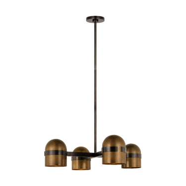 Contemporary brass ceiling light fixture with curved shade and crystal center diffuser