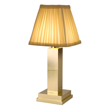 Albert rechargeable lamp by NEOZ – Brass with pleated silk shade