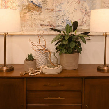Alexis Cordless Table Lamp highlighting a dark antique brass design