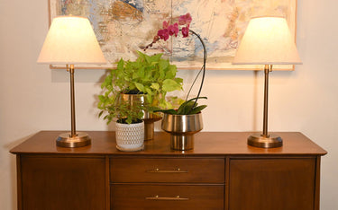 Alexis Cordless Table Lamp illuminating a modern living room