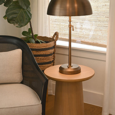 Alexis rechargeable lamp, Dark Antique Brass with Dome Shade – view 4