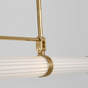 Modern linear LED chandelier, 2442 lumens, 90 CRI, damp listed, residential & commercial use.