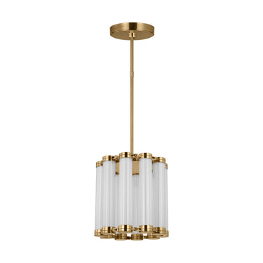 Dimmable 2700K Warm White LED fluted glass pendant light in contemporary living room