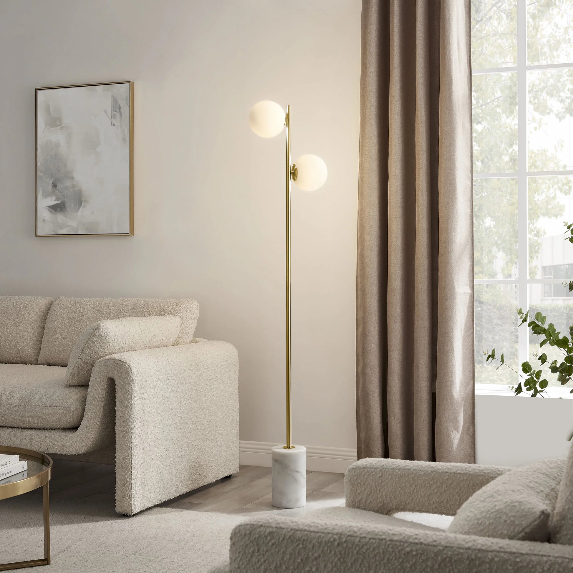 Finesse Decor Anechdoche 2 Lights Gold and White Floor Lamp 2