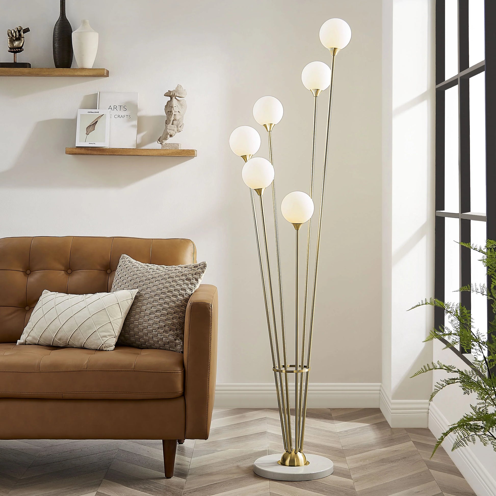 Finesse Decor Anechdoche 6 Lights Gold and White Floor Lamp 2