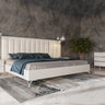 Nova Domus Angela Queen Italian White Eco Leather Bed with Nightstands & Wings