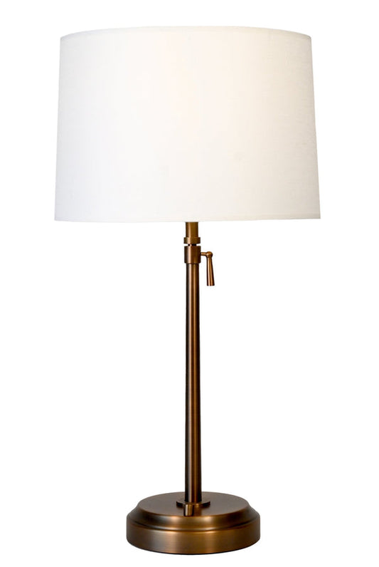 Modern Lantern Alexis Cordless Table Lamp - Dark Antique Brass with Linen Shade