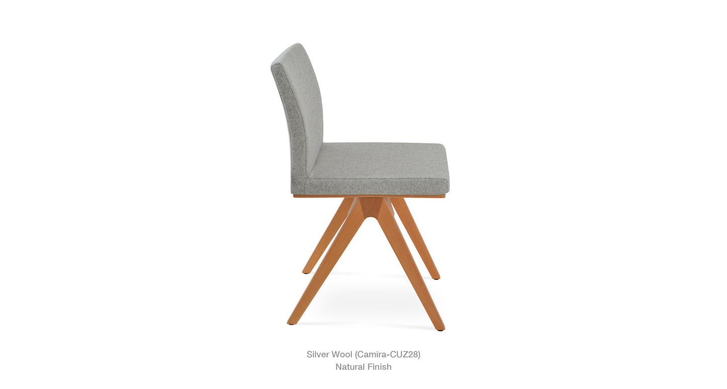 Aria Fino Wood Chair with Fabric Seat Cover