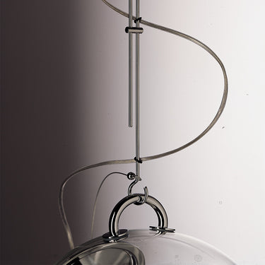 Artemide Miconos Gold pendant light with clear glass globe
Artemide Miconos Suspension in Chrome and clear glass