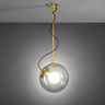 Artemide Miconos Suspension pendant light with clear glass globe in gold finish