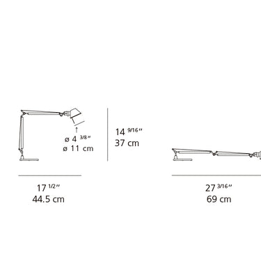 Artemide Tolomeo Micro LED A011908 table lamp dimensions