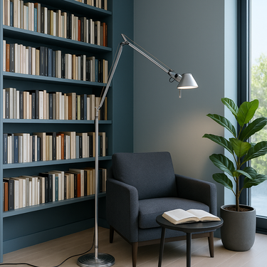 Tolomeo Classic LED floor lamp with articulated aluminum arm and adjustable shade