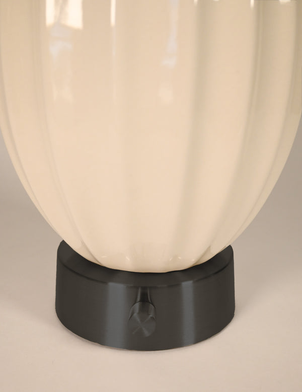 Modern Lantern Ava Ivory Ceramic on Black Mini Base Cordless Table Lamp