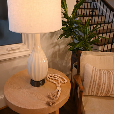 Elegant Ava Ivory Ceramic Cordless Table Lamp by Modern Lantern