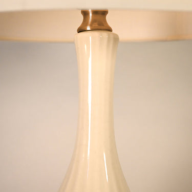Stylish Ava Ivory Ceramic Cordless Table Lamp with Brass Mini Base by Modern Lantern