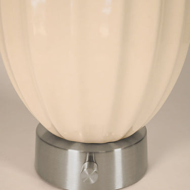 Modern Lantern Ava Cordless Lamp with Ivory Ceramic and Nickel Finish