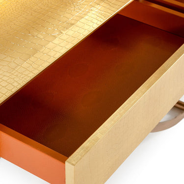 AX Aversa Gold Crocodile Console Table & Mirror